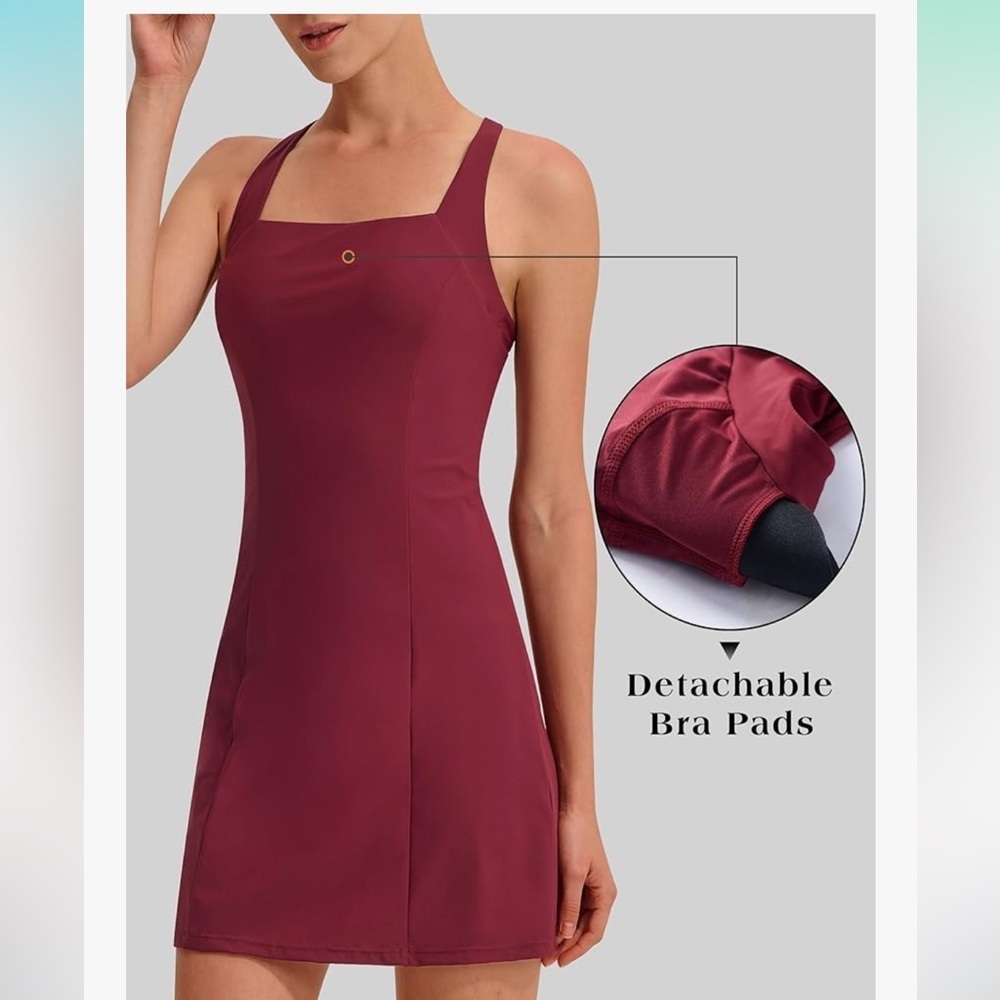 EZRUN Square Neck Tennis Dress Athletic - Picture 2 of 6